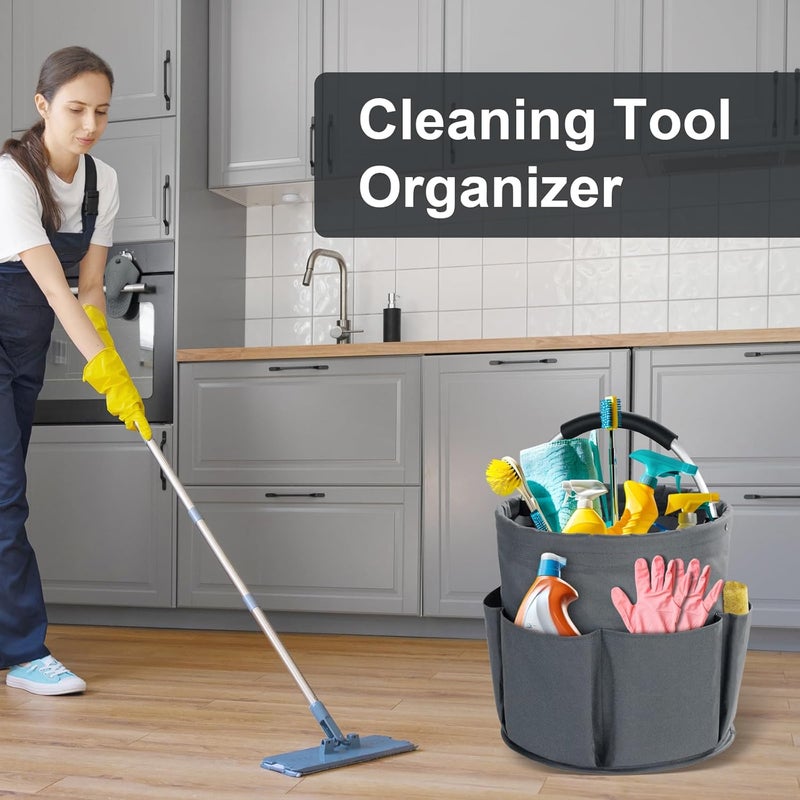 Bototack Cleaning Caddy with Handle, Cleaning Products Organiser, 17L Foldable Storage Basket, Cleaning Caddy Organiser, Portable Multi Cleaning Bucket Bag for Home, Garden (Dark Grey) - Image 3